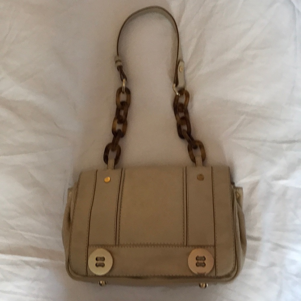 Cream-Colored Leather Shoulder Bag from Milly